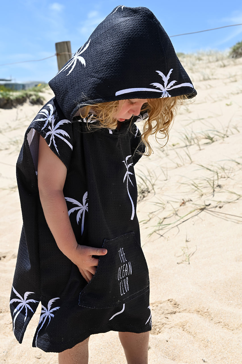 Palm Print - Sand Free Hoodie Towel